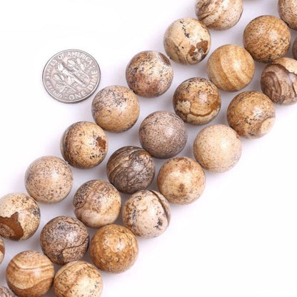 Round picture jasper beads
