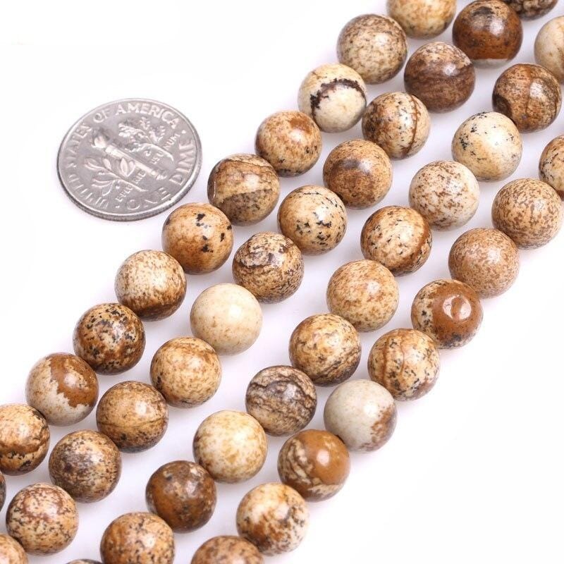 Round picture jasper beads