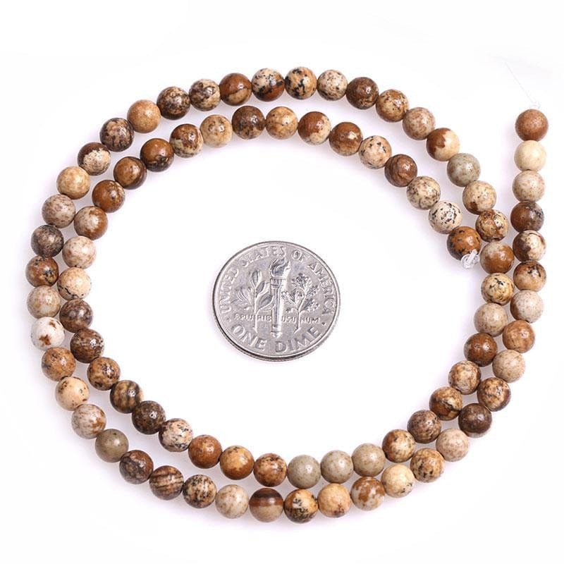 Round picture jasper beads