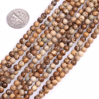 Round picture jasper beads