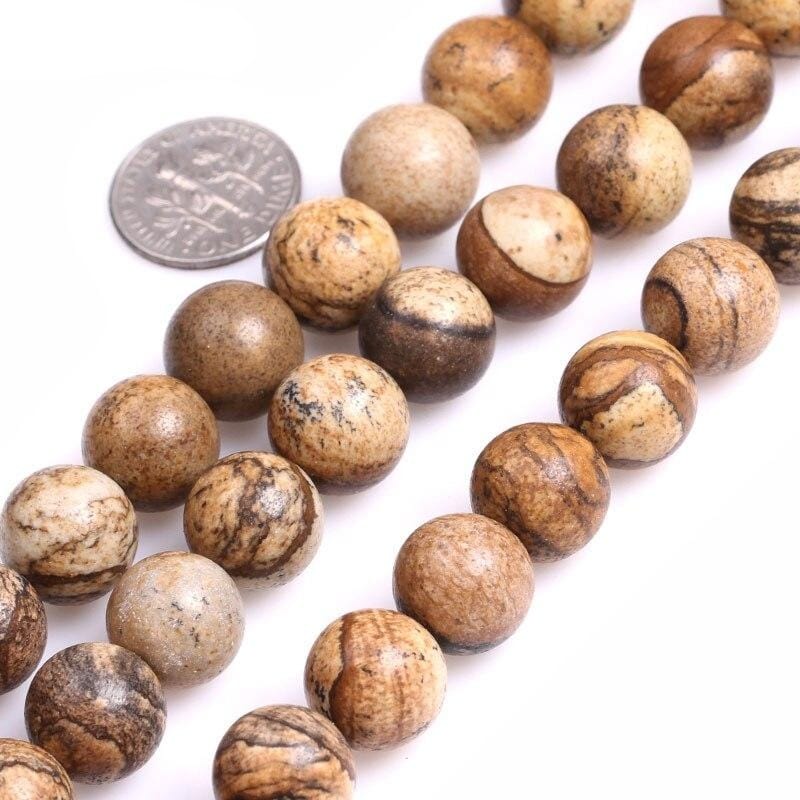 Round picture jasper beads