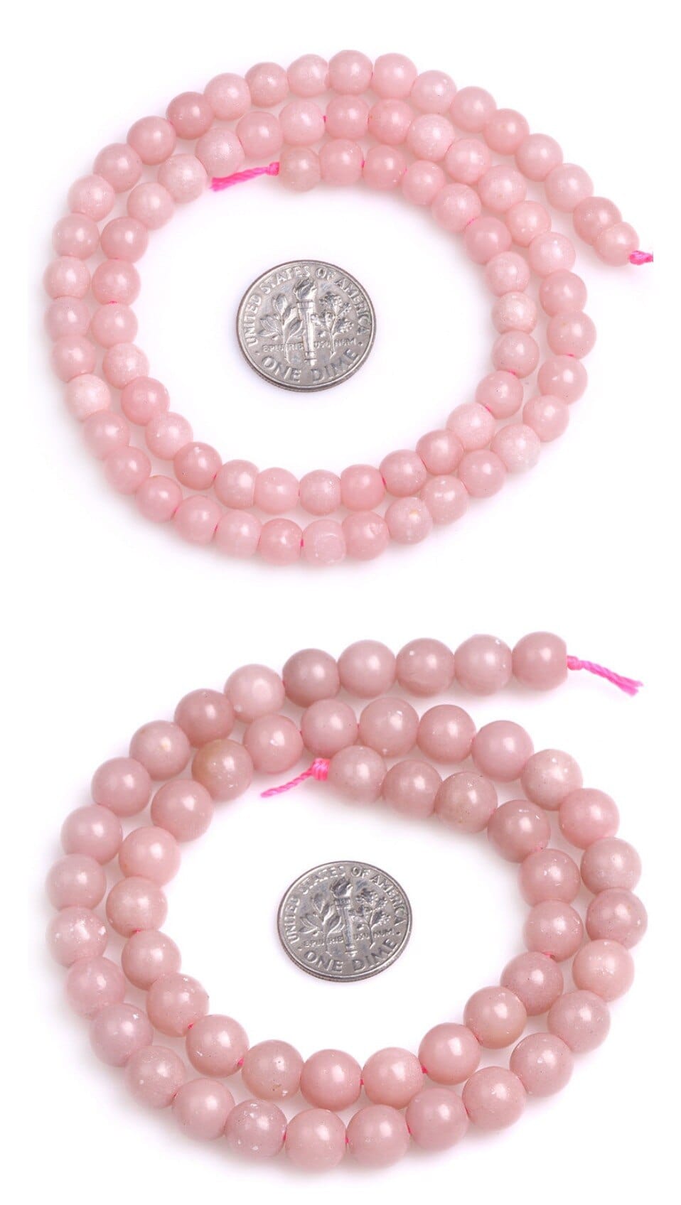 Round pink opal beads