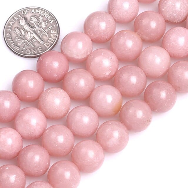 Round pink opal beads