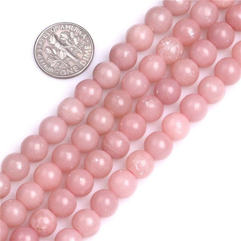 Round pink opal beads