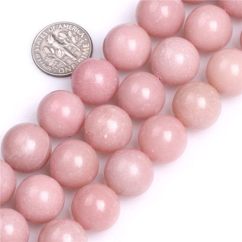 Round pink opal beads