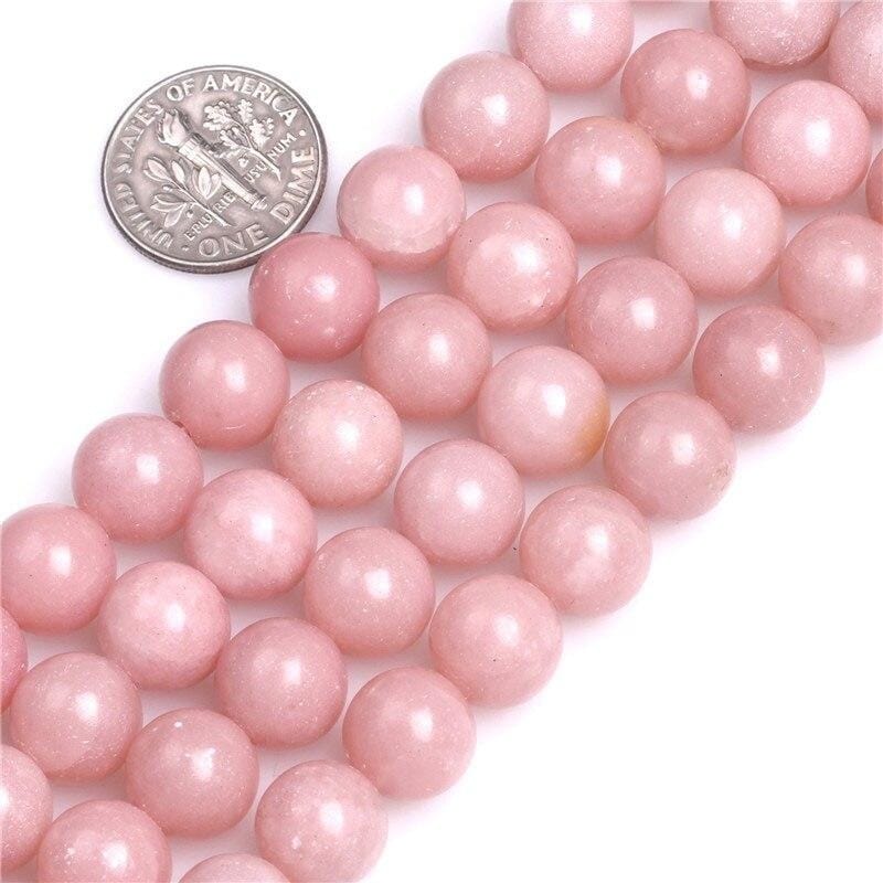 Round pink opal beads