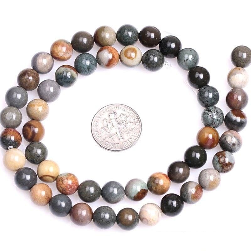 Round polychrome jasper beads