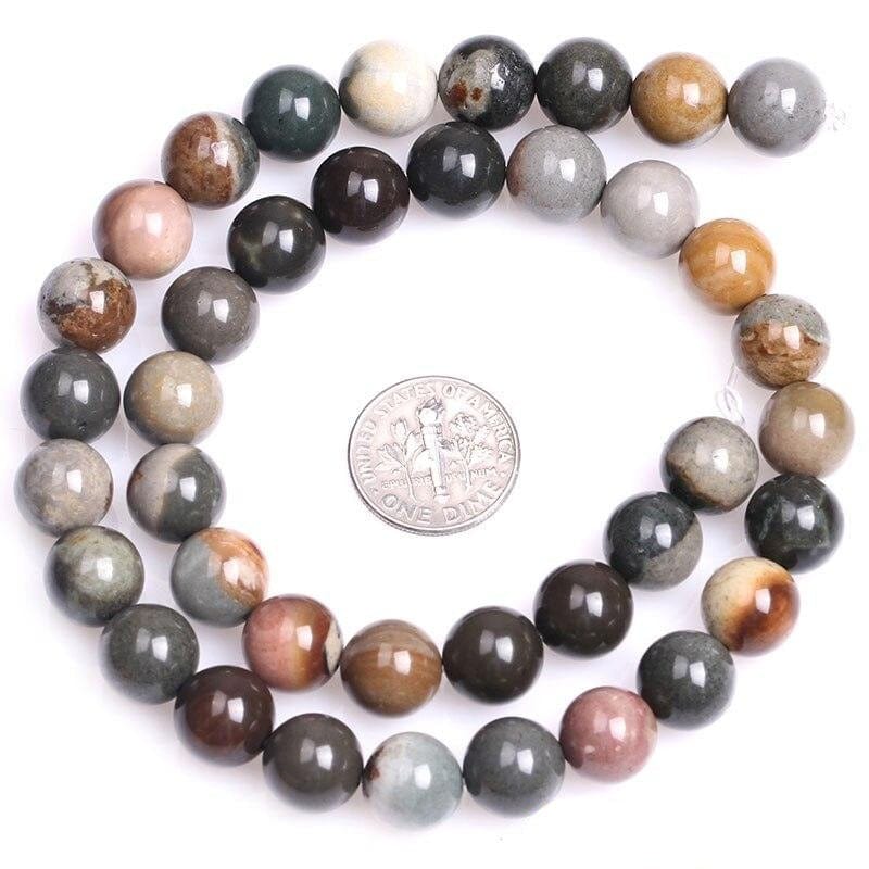 Round polychrome jasper beads