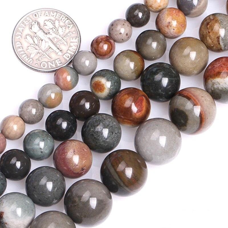 Round polychrome jasper beads