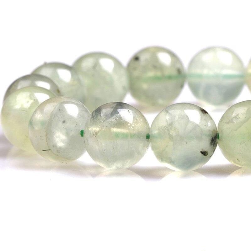 Round prehnite beads