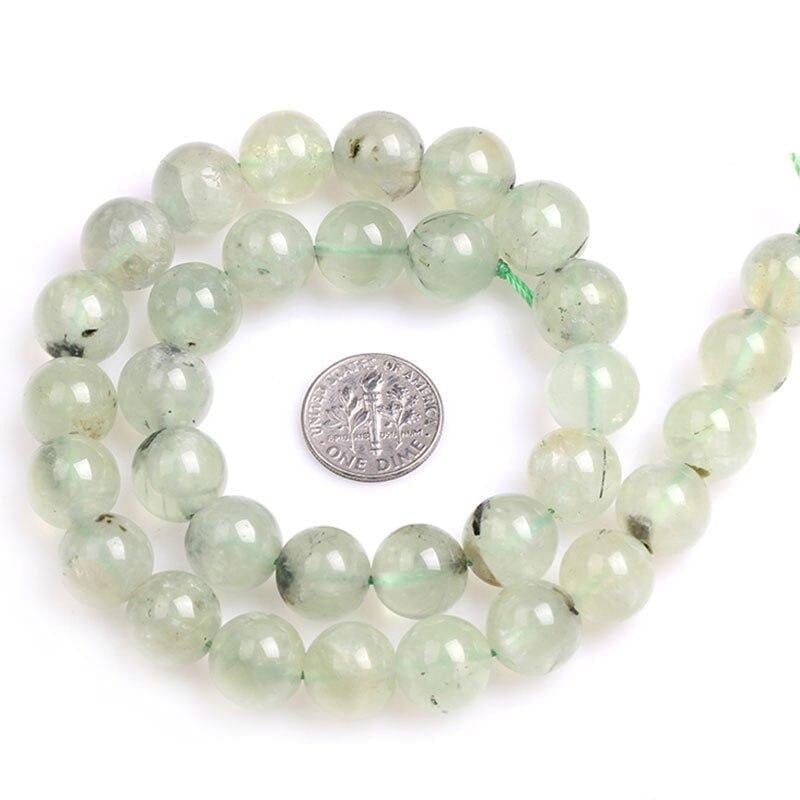 Round prehnite beads