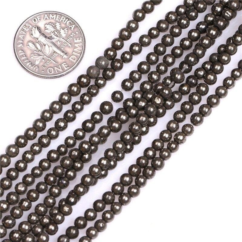 Round pyrite beads