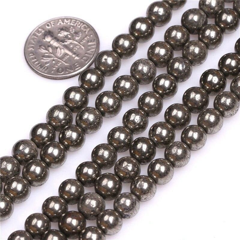 Round pyrite beads