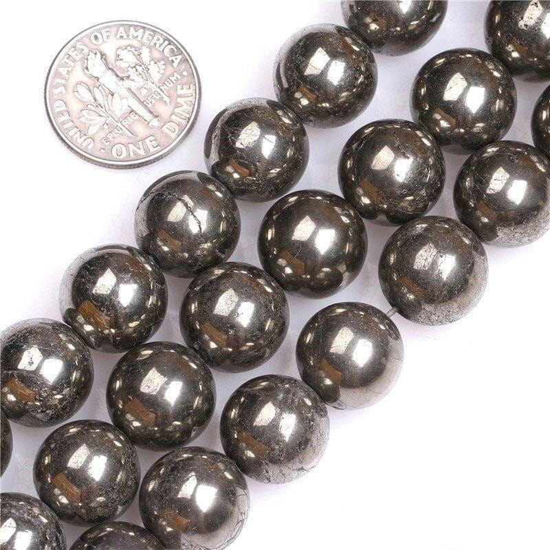 Round pyrite beads