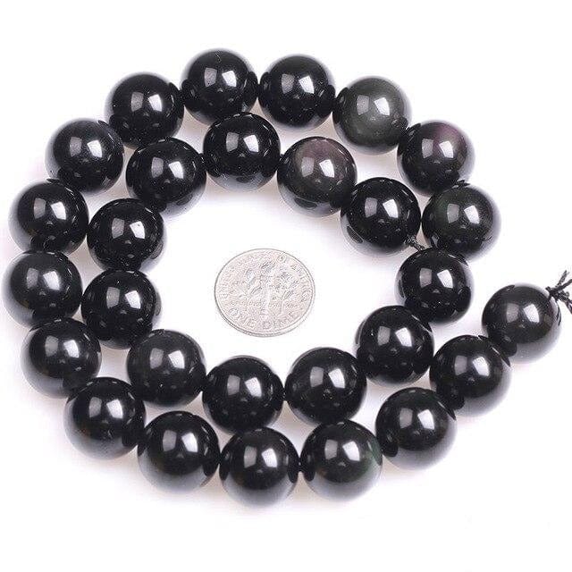 Round rainbow obsidian beads