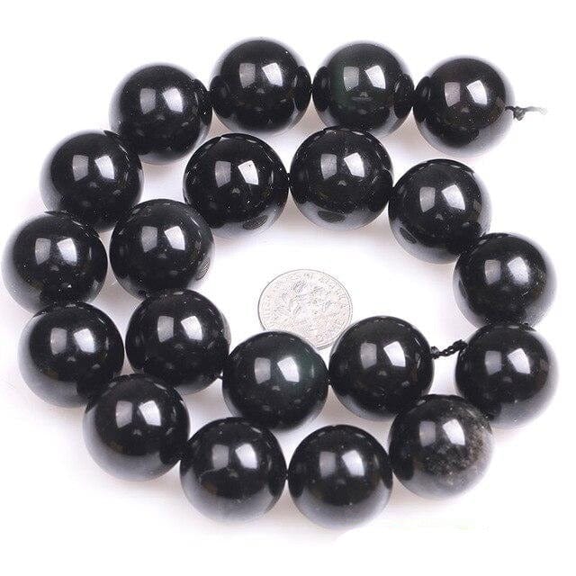 Round rainbow obsidian beads