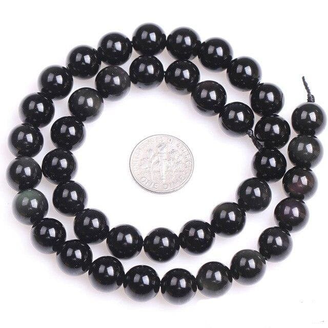 Round rainbow obsidian beads