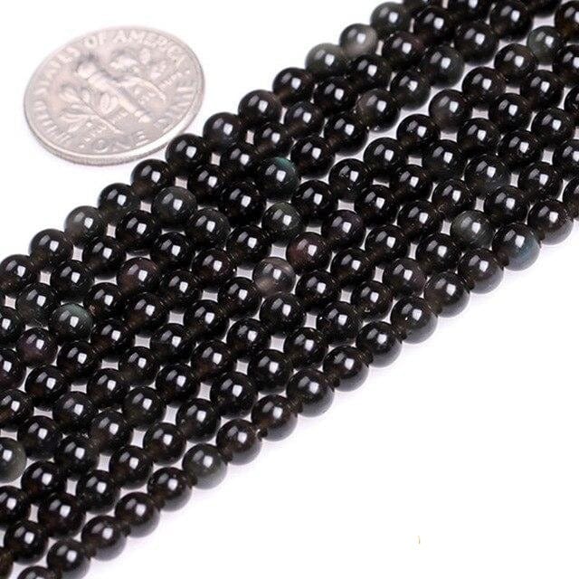 Round rainbow obsidian beads