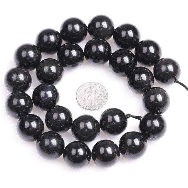 Round rainbow obsidian beads
