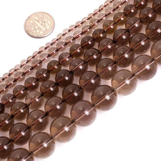 Round smoky quartz beads