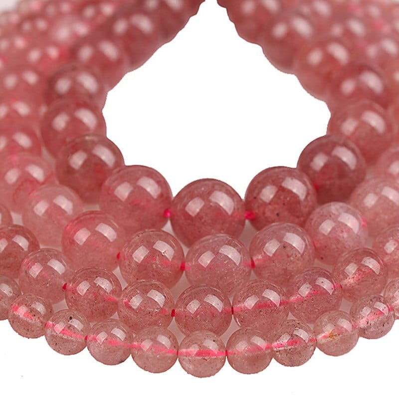 Round strawberry quartz beads