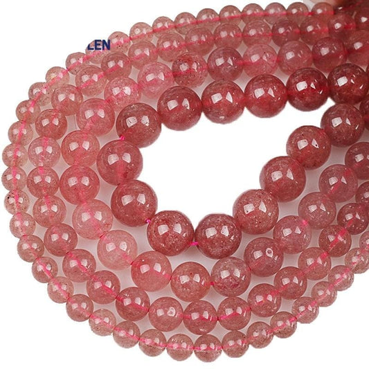 Round strawberry quartz beads