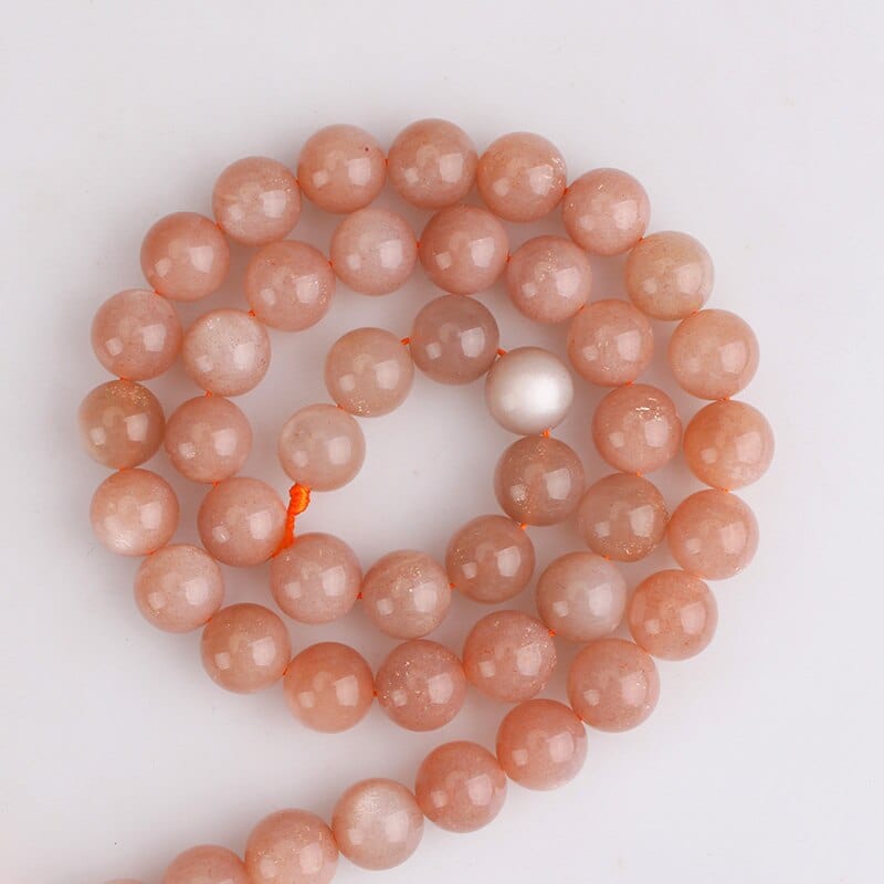 Round sunstone beads