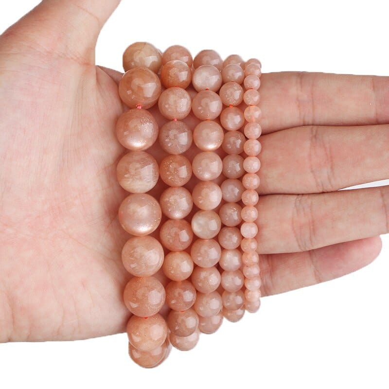 Round sunstone beads