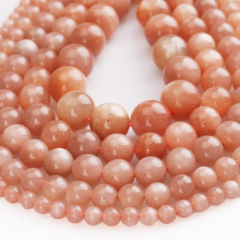 Round sunstone beads