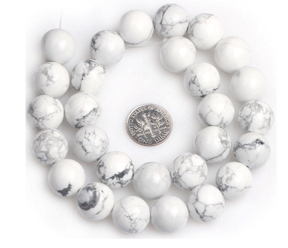 Round white howlite beads