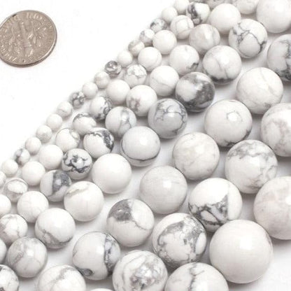 Round white howlite beads