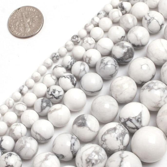 Round white howlite beads