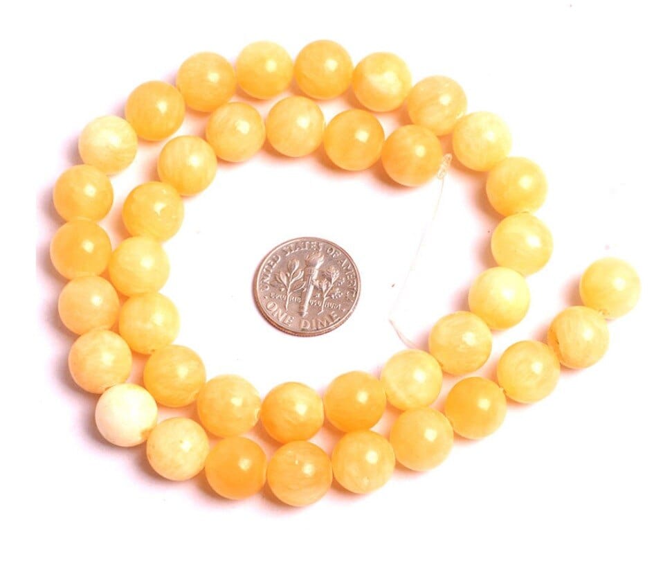 Round yellow jade beads