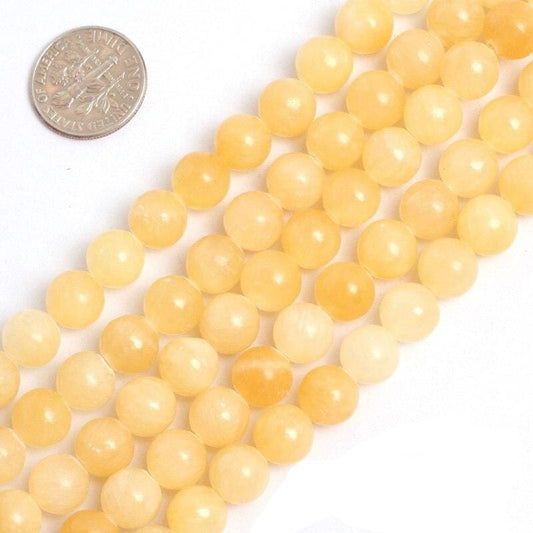 Round yellow jade beads