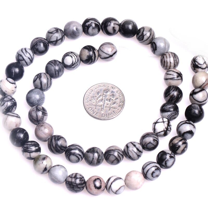 Round zebra jasper beads