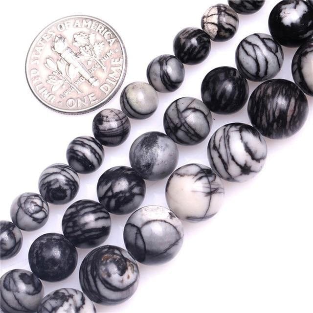 Round zebra jasper beads