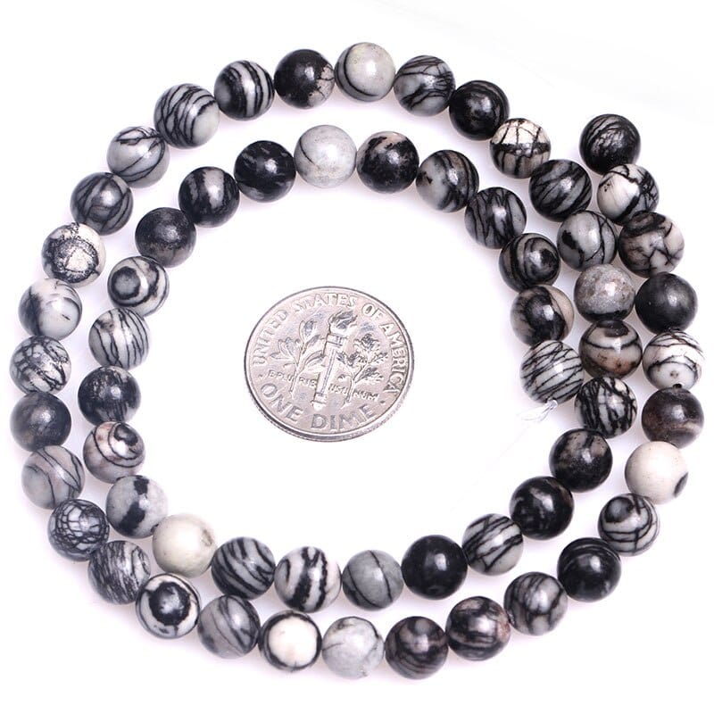 Round zebra jasper beads