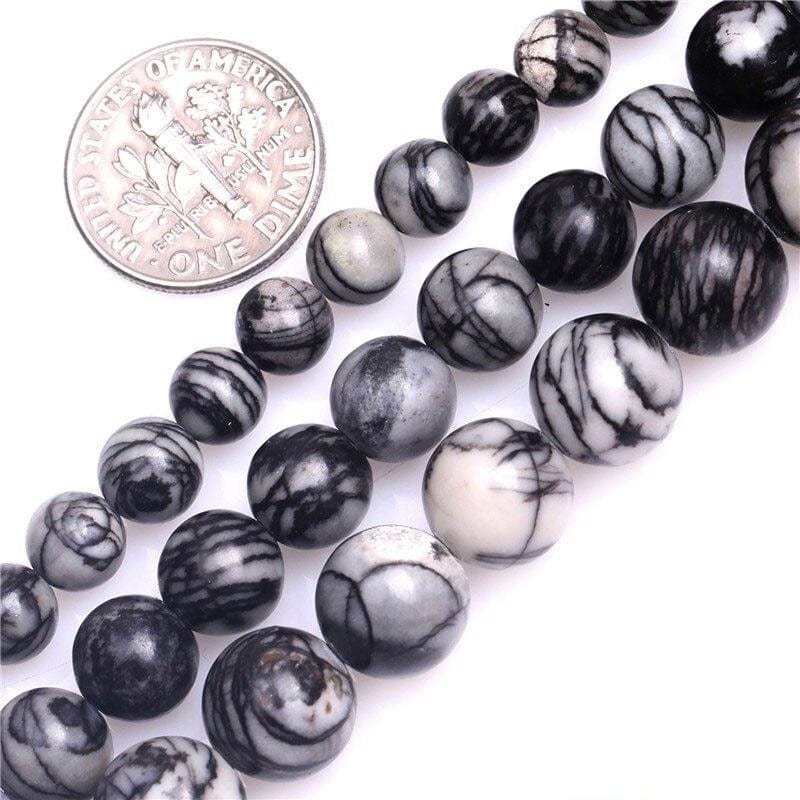 Round zebra jasper beads