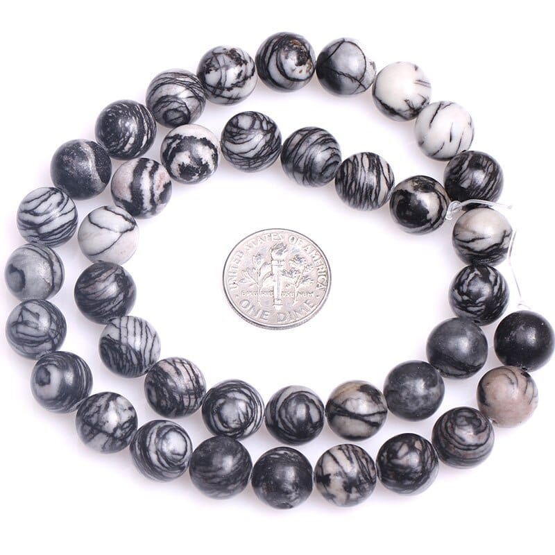 Round zebra jasper beads