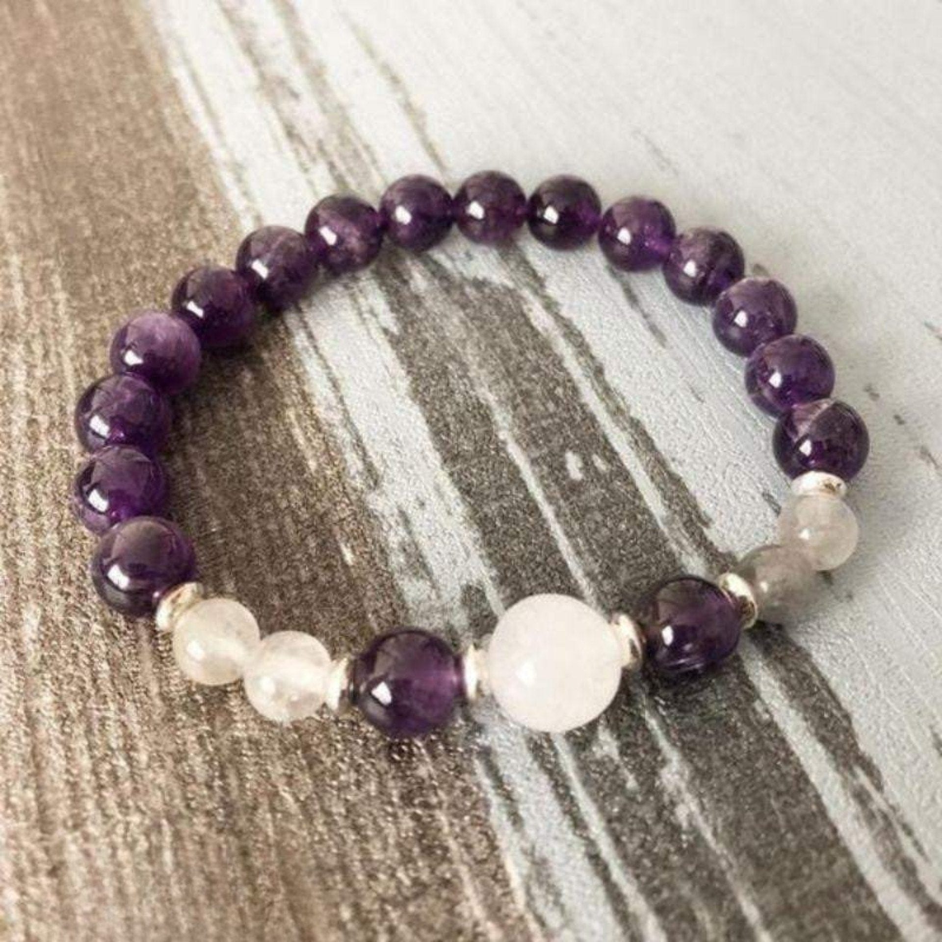 Selenite, Amethyst and Labradorite Bracelet