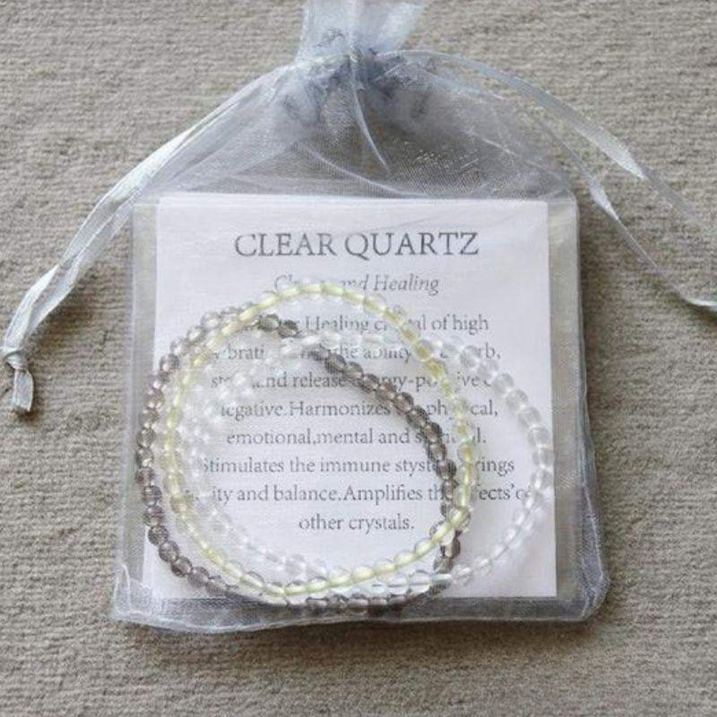 Set of 3 Bracelets in Citrine, Rock Crystal & Smoky Quartz