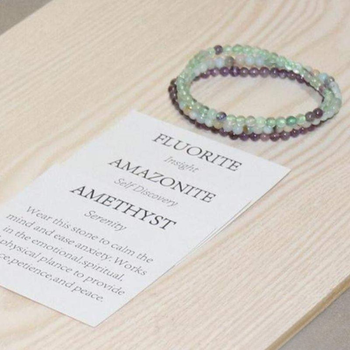 Set of 3 Bracelets in Fluorite, Amethyst & Amazonite