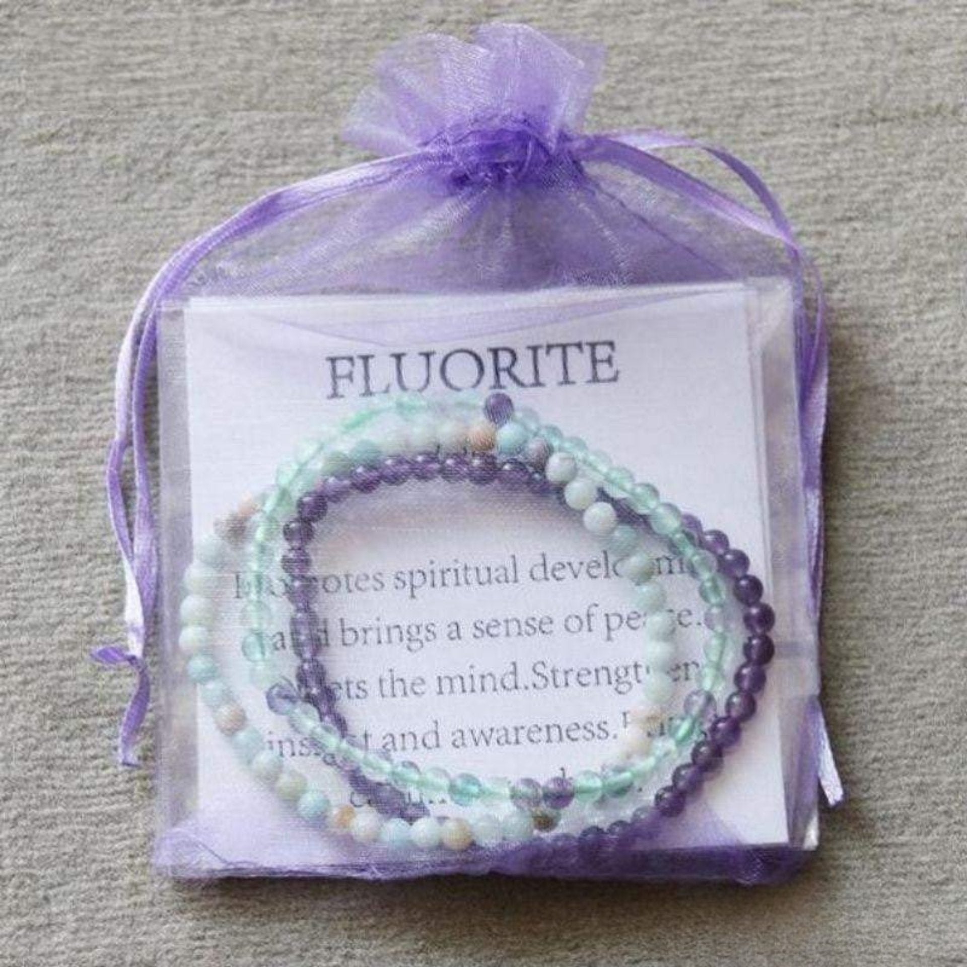 Set of 3 Bracelets in Fluorite, Amethyst & Amazonite