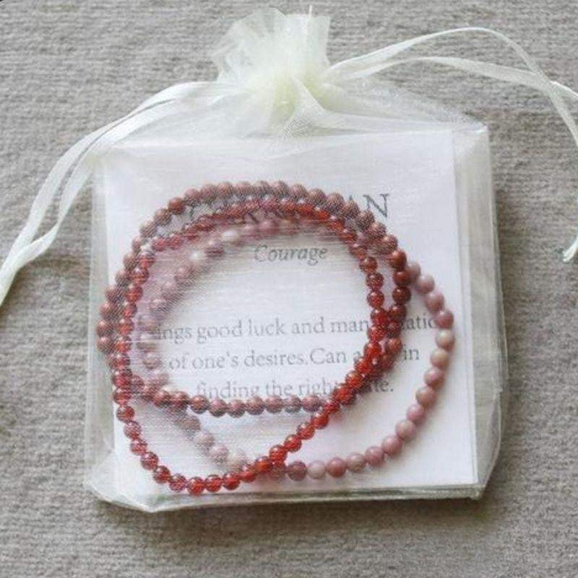 Set of 3 Bracelets in Rhodonite, Carnelian & Red Jasper