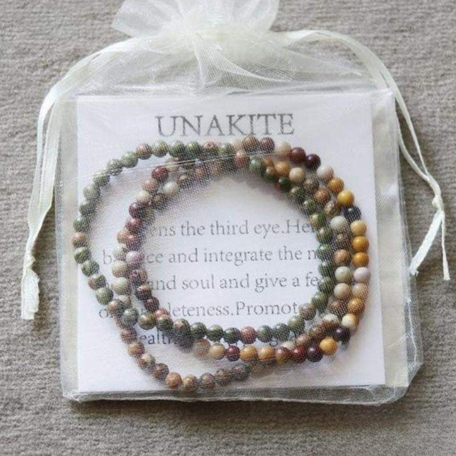 Set of 3 Bracelets in Unakite, Picture Jasper & Mookaite