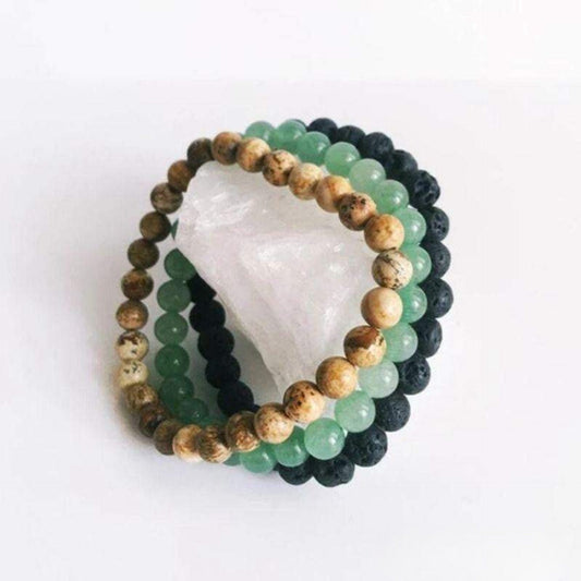 Set of 3 bracelets with lava stone, aventurine and jasper