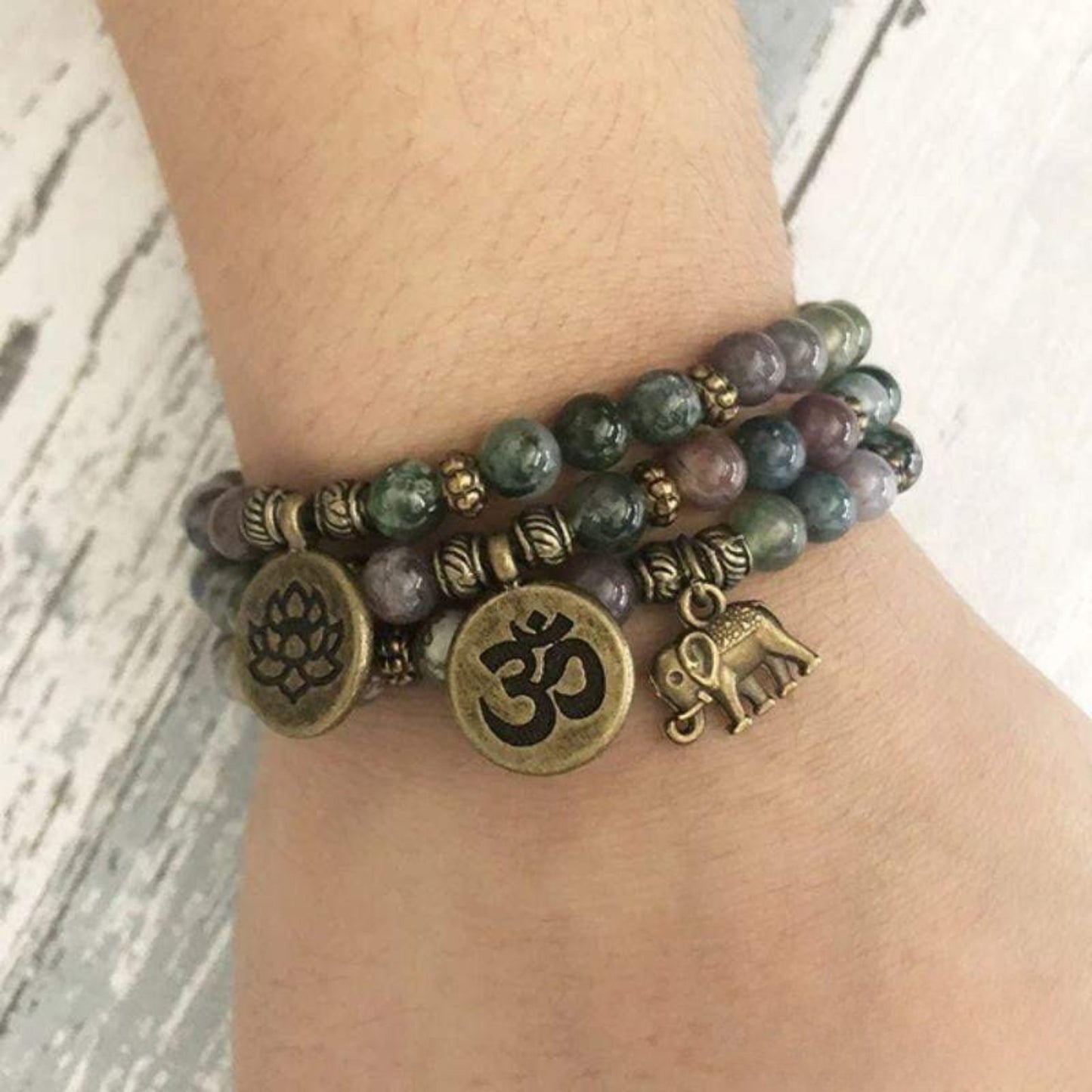 Set of 3 Indian Agate Bracelets