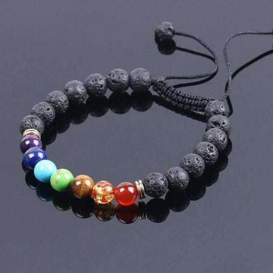 Silver lava stone 7 chakra bracelet