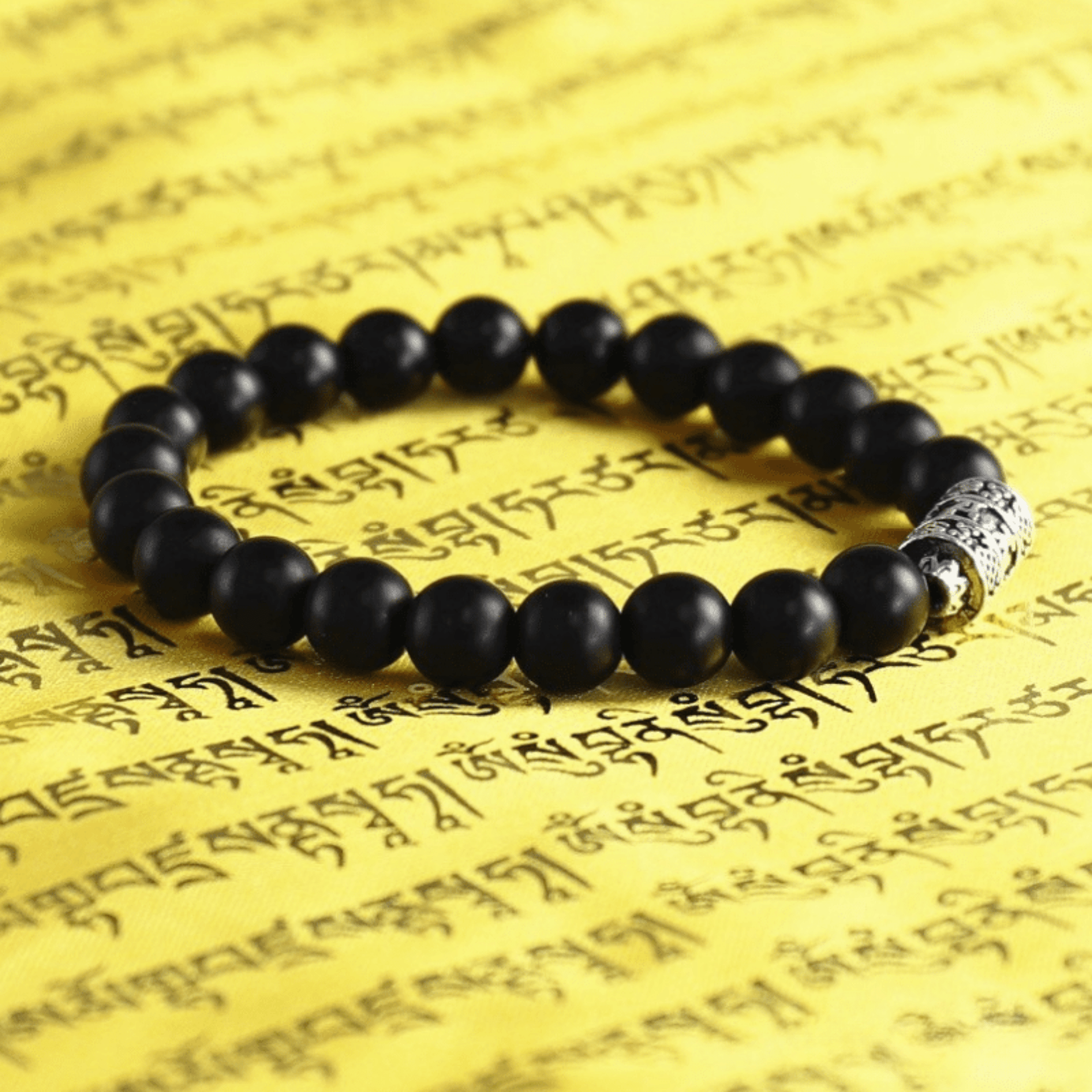 Tibetan Bracelet in Matte Black Onyx
