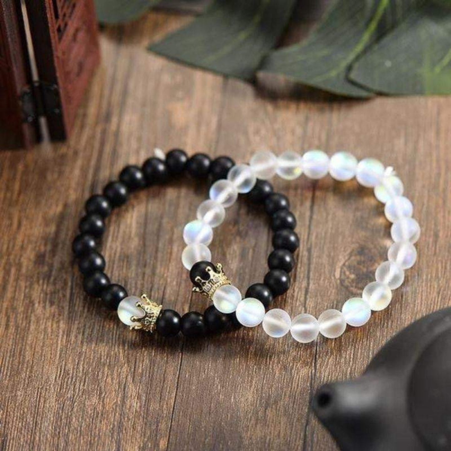 Transparent Black & White Crown Distance Bracelets